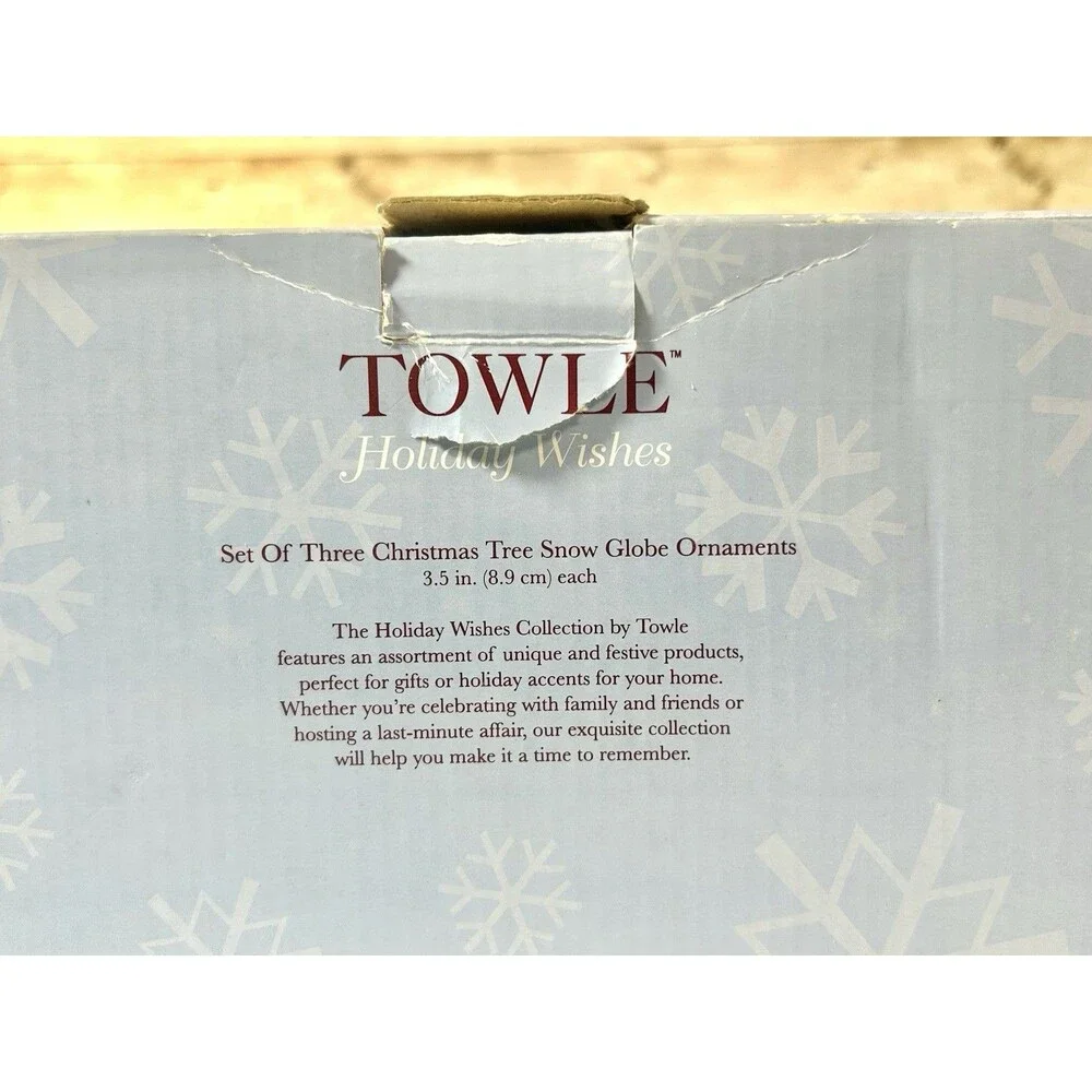 Snow Globe Ornaments Holiday Wishes Set of Three Christmas Tree By Towle